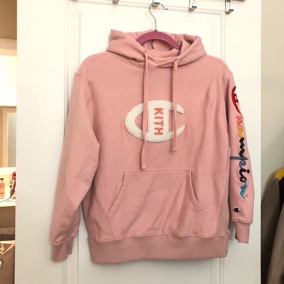 kith champion hoodie pink